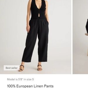 Quince Black Wide-Leg European Linen Pants